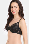 Zivame Cosmic Romance Double Layered Non Wired Medium Coverage Lace Bra - Tap Shoe — thumbnail 3